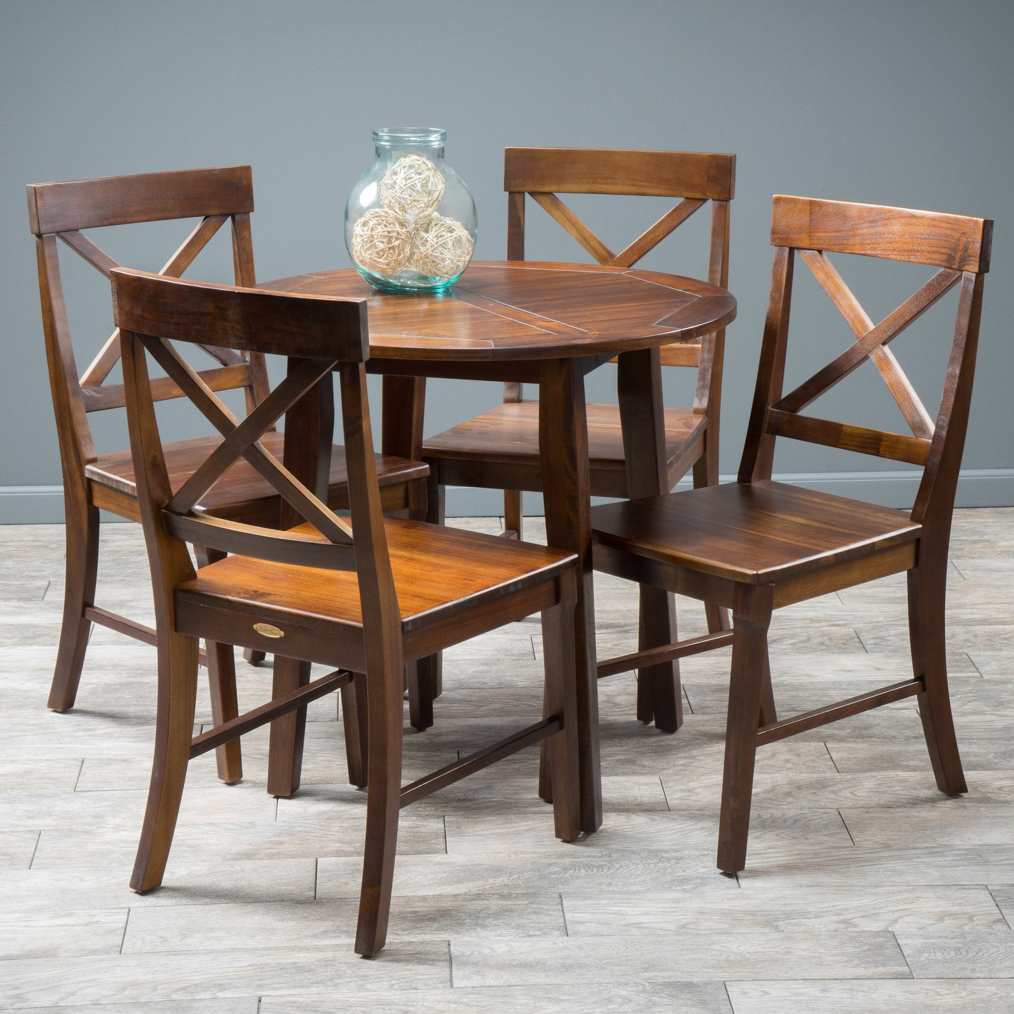 Potter 5pc Mahogany Stained Wood Round Table Dinin...