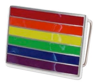 Rainbow Rectangular Belt Buckle - LGBT Gay & L...