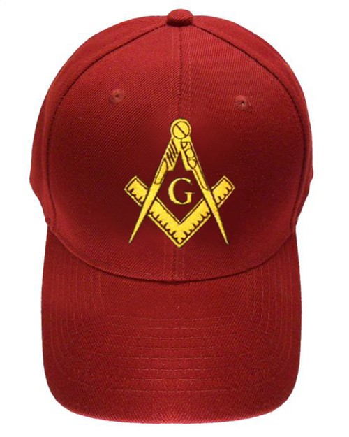 Freemason's Baseball Cap - Dark Red Hat with G...
