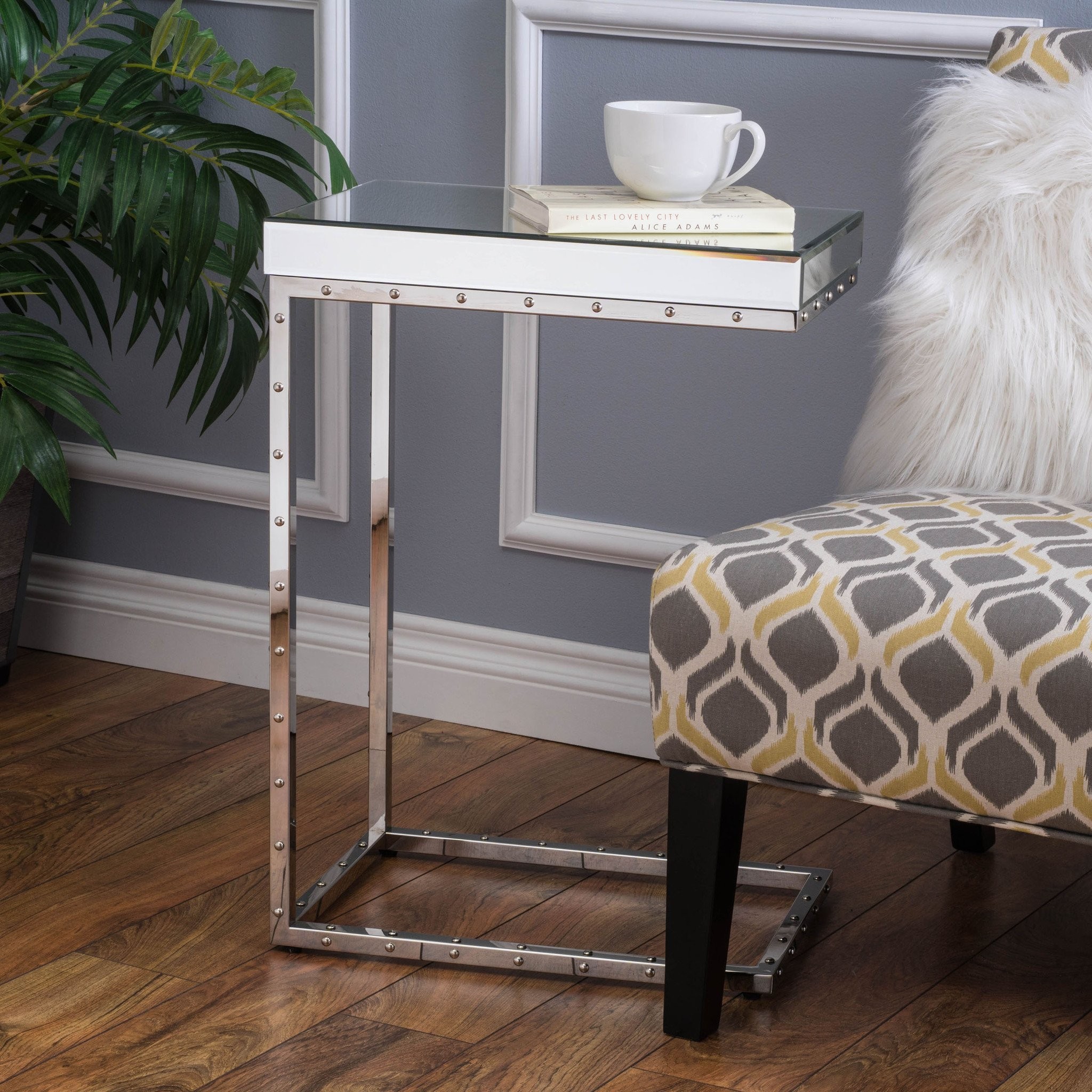 Fawn Mirrored Side Table with Rivet