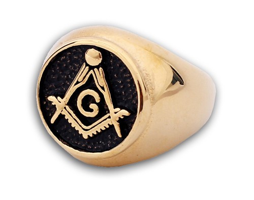 Gold Plated Freemason Ring / Masonic Rings - Chise...