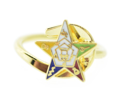 OES Gold-Plated Adjustable Ring with Order of the...