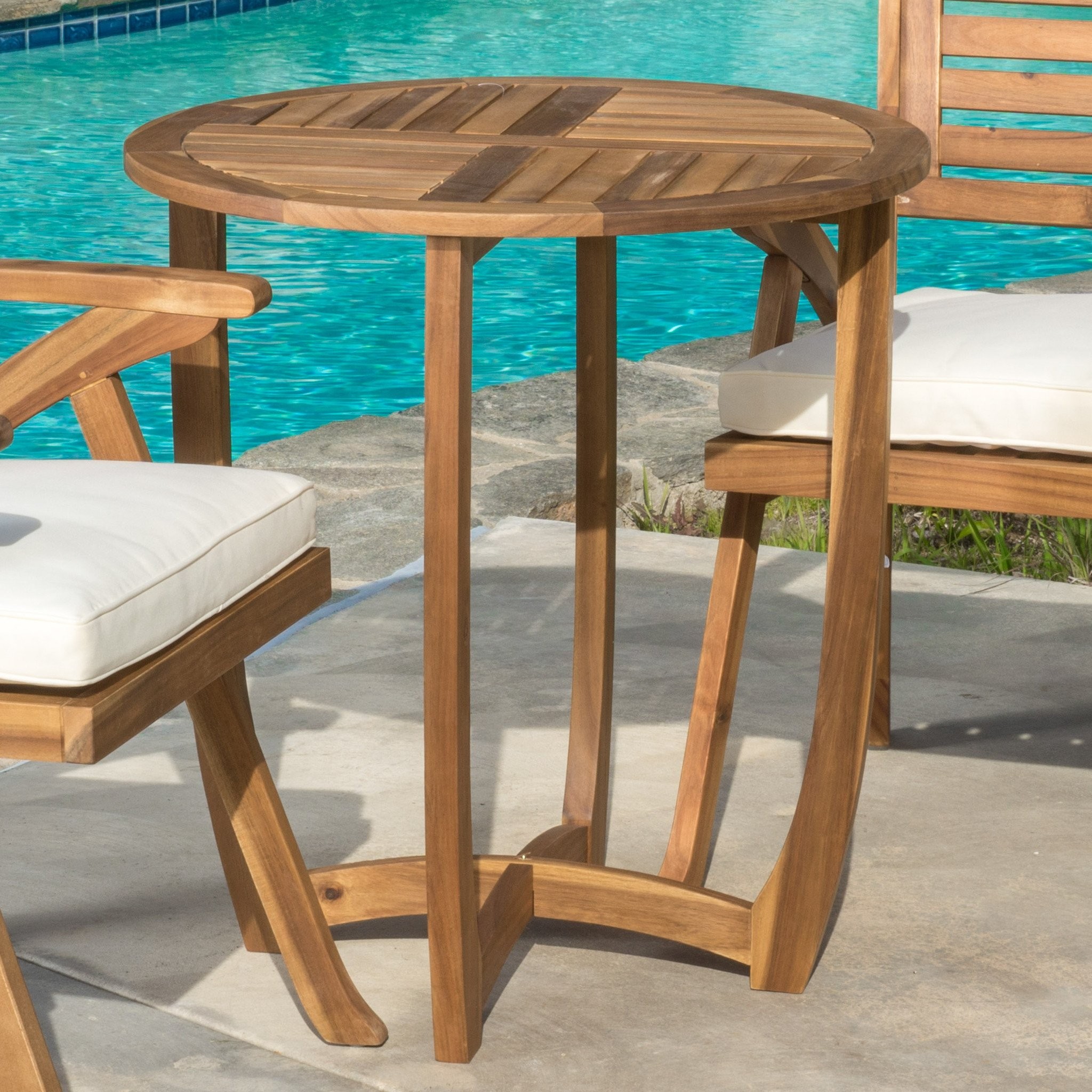Navarro Outdoor Round Wood Side Table