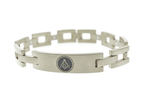 Freemason Bracelet Silver Color Stainless Steel -...