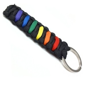 Paracord Keychain - Black and Rainbow - Gay Pride...