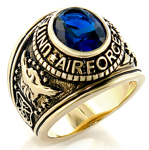 Air Force - USAF Military Ring (Gold with Blue Sto...