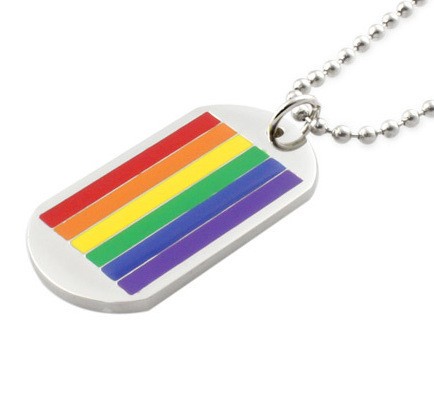 Classic Gay Flag Rainbow Dog Tag - LGBT Gay and Le...