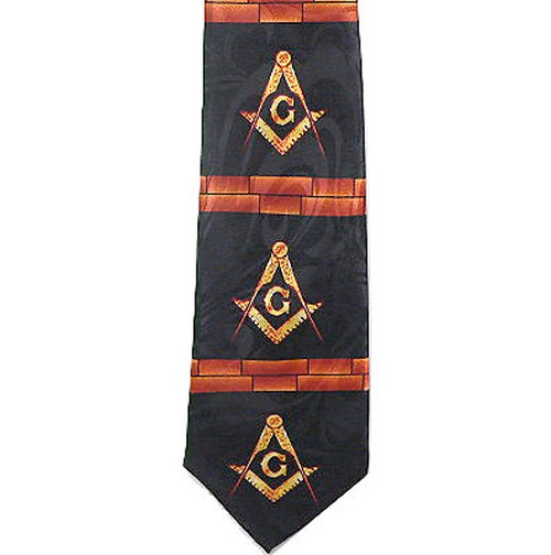 Masonic Neck Tie - Black Background Polyester long...