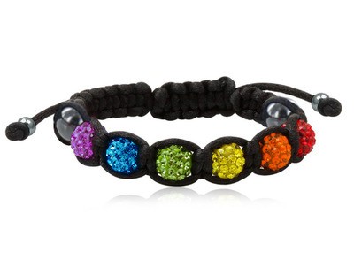 Shamballa Rainbow Adjustable Black Wristlet - Gay...