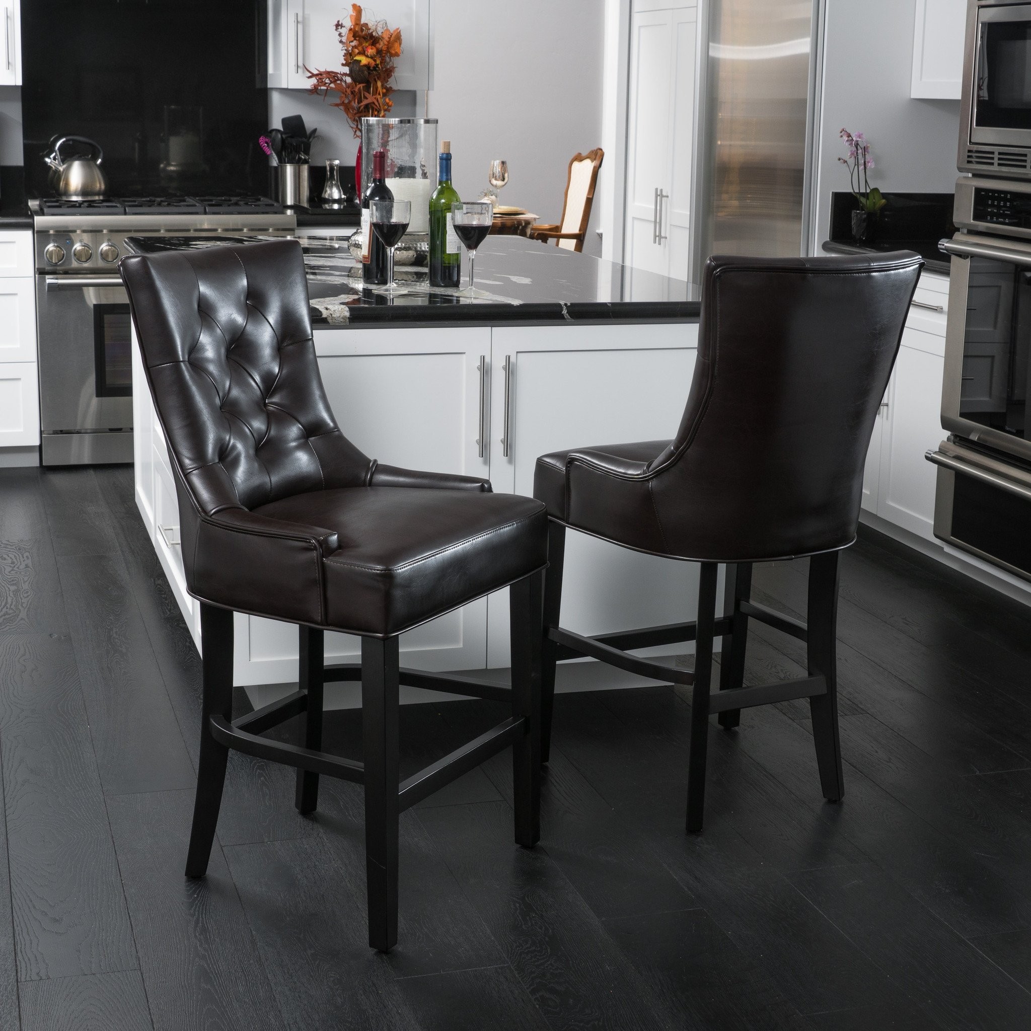 Gryphon Brown Bonded Leather Counter Stools (Set o...