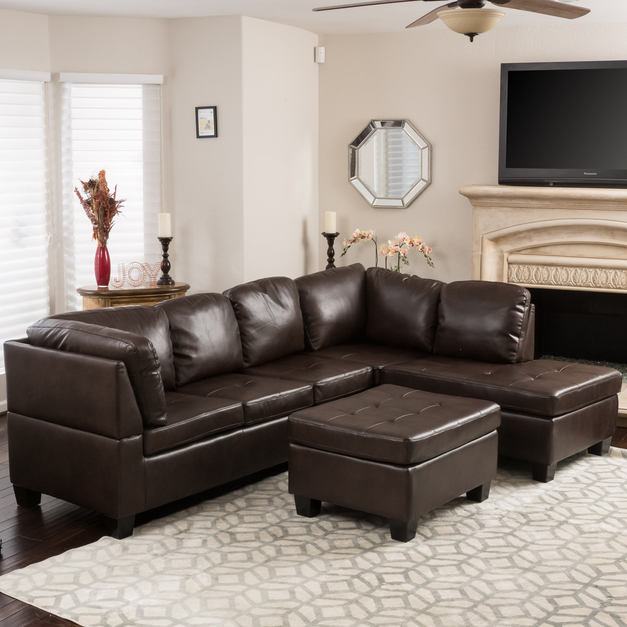 Welsh Brown PU Leather Sectional Set