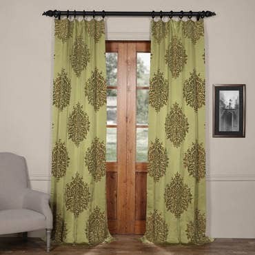 Ellaria Mantis Green Faux Silk Jacquard Curtain