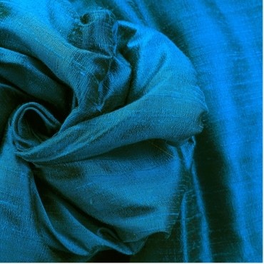 Intense Teal Textured Dupioni Silk Fabric