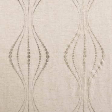 Suez Natural Embroidered Faux Linen Sheer Fabric