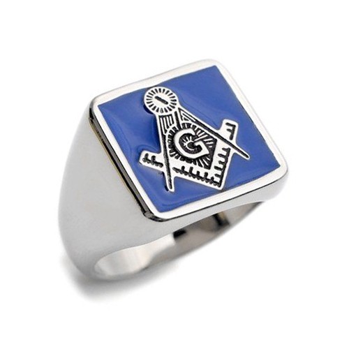Blue Lodge - Freemasons Square and Compass Ring -...