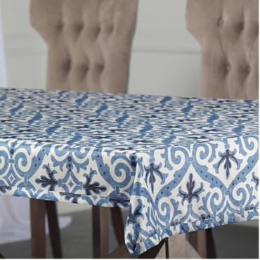 Iron Gate Blue Designer Faux Silk Taffeta Table Cl...