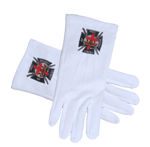 Masonic The Knights Of Templar Cotton Gloves - Whi...