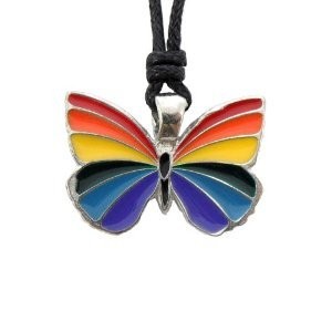 Gay Rainbow Butterfly Pendant - LGBT Gay and Lesbi...