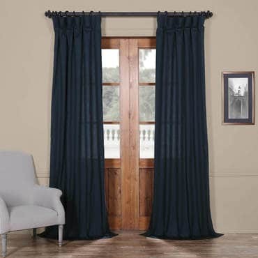 Polo Navy Solid Cotton Curtain