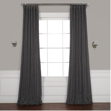 Dark Gravel Faux Linen Blackout Curtain