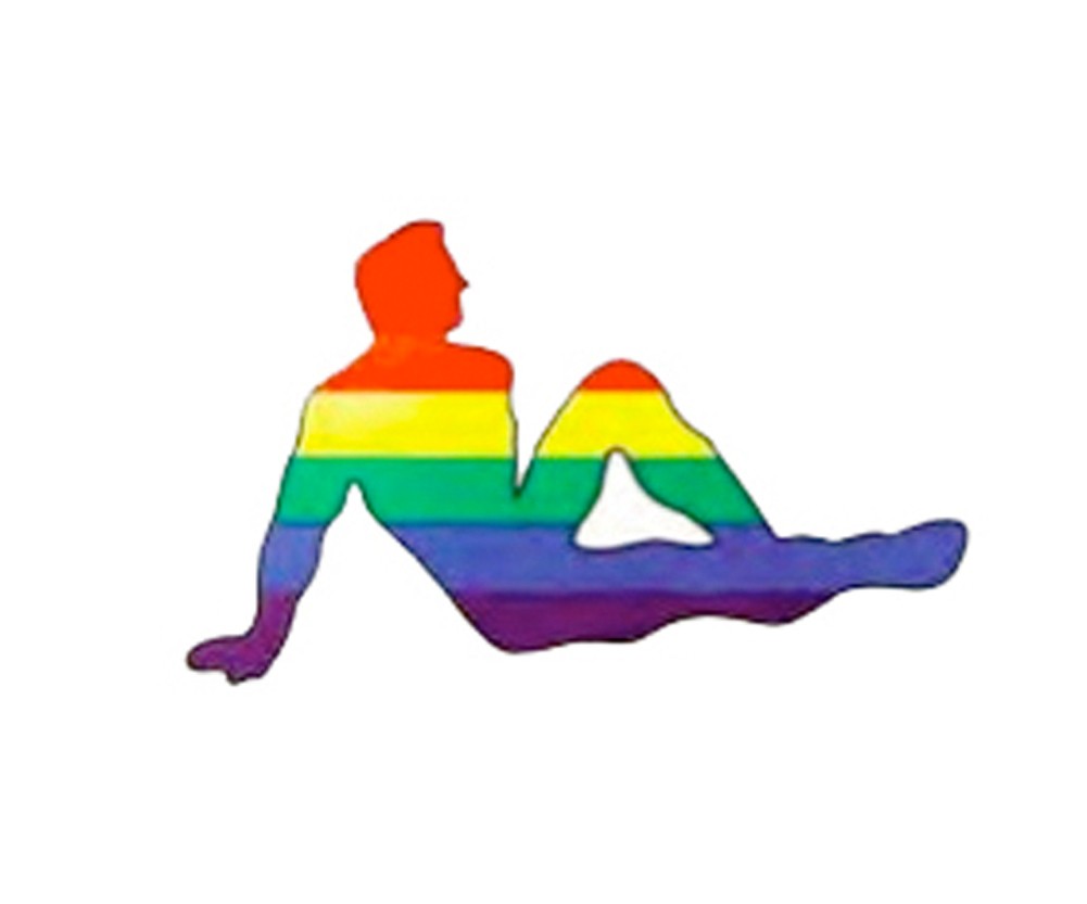Mud Flap Male - Hot Guy Rainbow Flag Sticker 3x4.5...