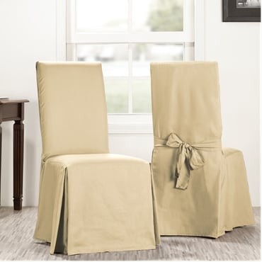 Shaker Beige Solid Cotton Chair Covers (Sold As Pa...