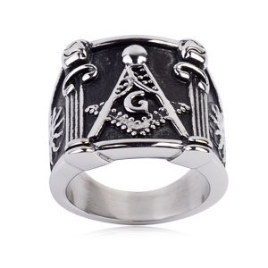 Mason Ring / Masonic Ring Pillar Design - Enamel &...