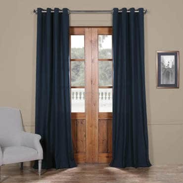 Polo Navy Solid Cotton Grommet Curtain