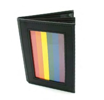 Black Leather 4x6 Photo Album with Gay Pride Rainb...
