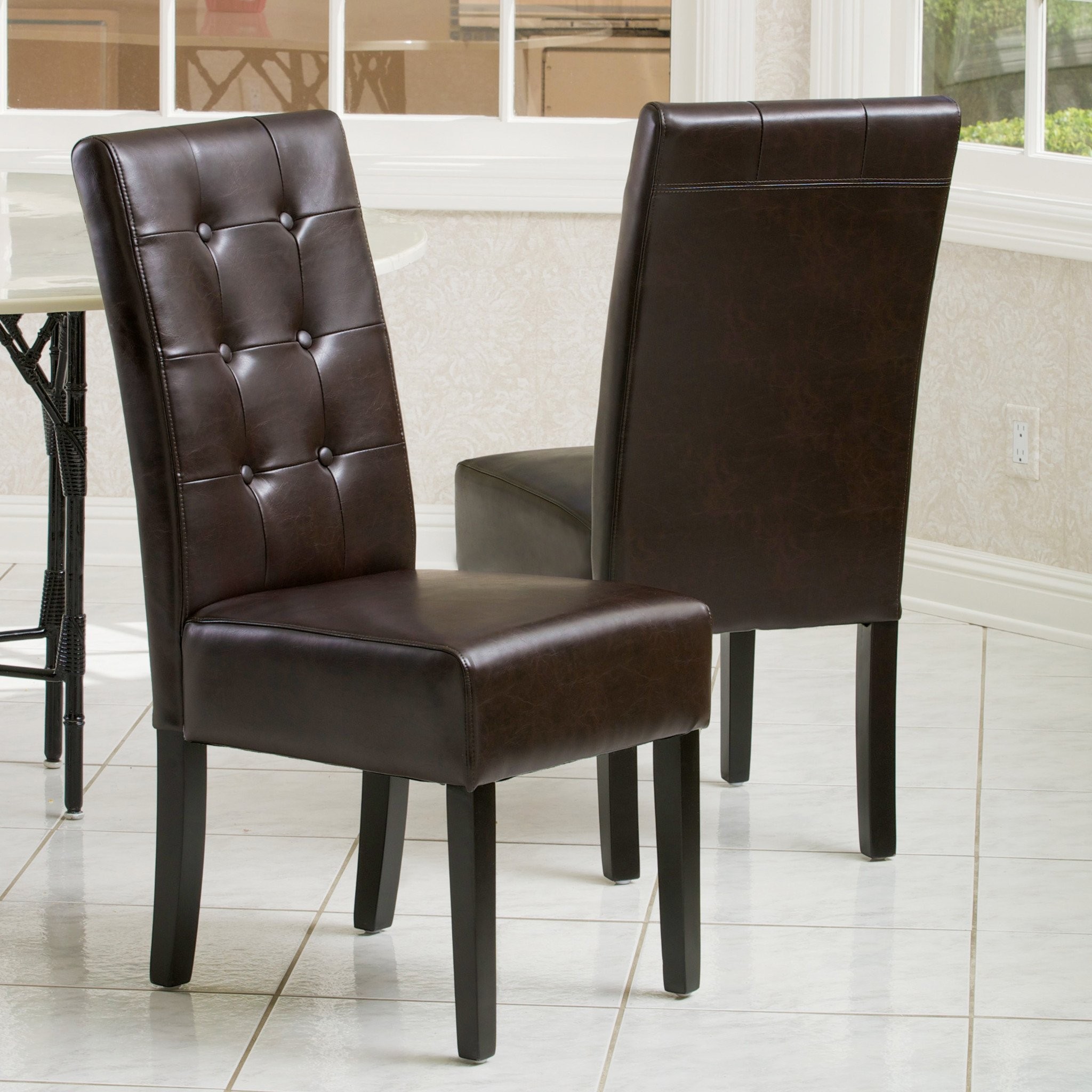 Addison Tufted Brown Leather Dining Chair (Set of...
