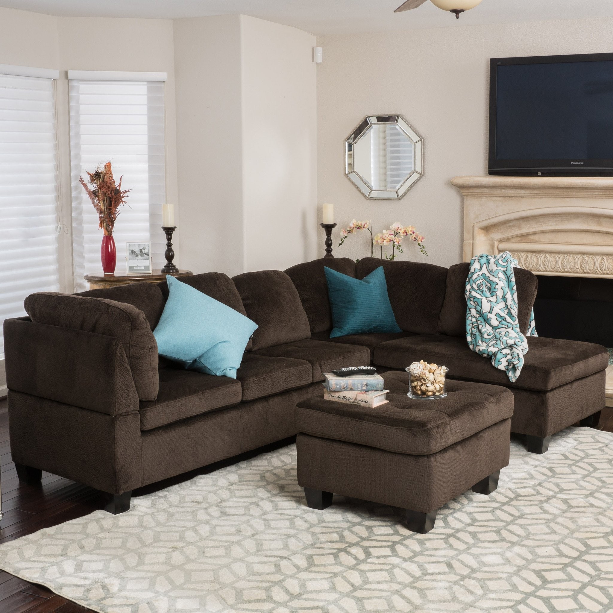 Welsh Chocolate Fabric Sectional Set