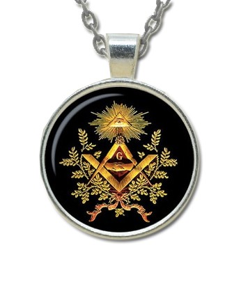 Masonic Glass Necklace Pendant with Various Masoni...