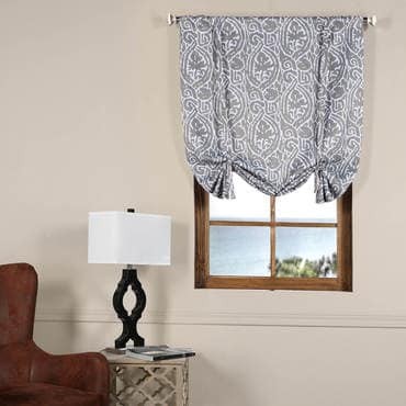 Abstract Lunar Grey Blackout Tie-Up Window Shade