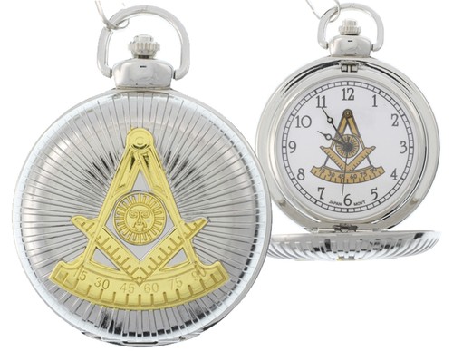 Masonic Past Master Pocket Watch - Duo-tone Steel...