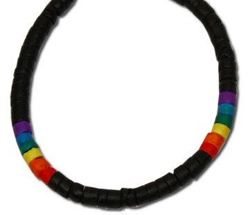 Black & Rainbow Pride Bead Puka Shell Bracelet...