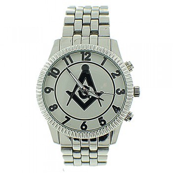Freemasons Watch - Masonic Symbol on Silver Color...