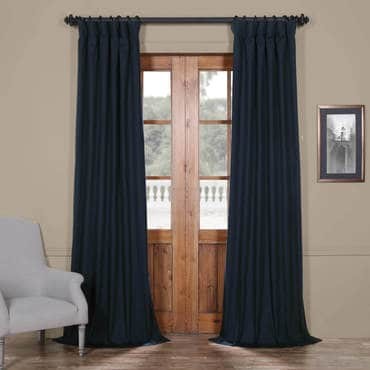 Polo Navy Solid Cotton Blackout Curtain