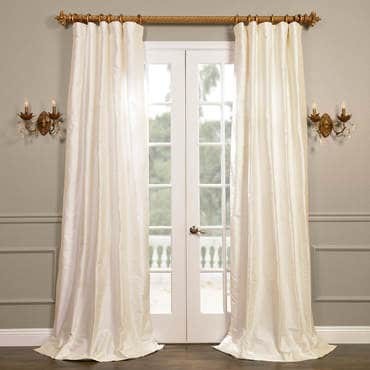 Cambridge White Silk Stripe Curtain