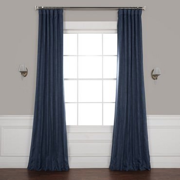 Indigo Faux Linen Blackout Curtain