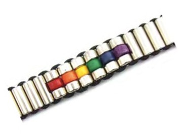 Upscale Rainbow Steel Beaded Bracelet - LGBT Gay a...