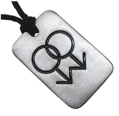 Double Male Symbol Gay Pendant - Silver Color Pewt...