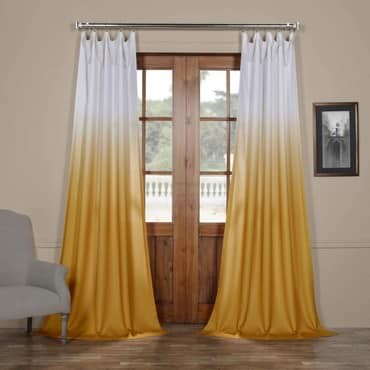 Ombre Gold Faux Linen Sheer Curtain