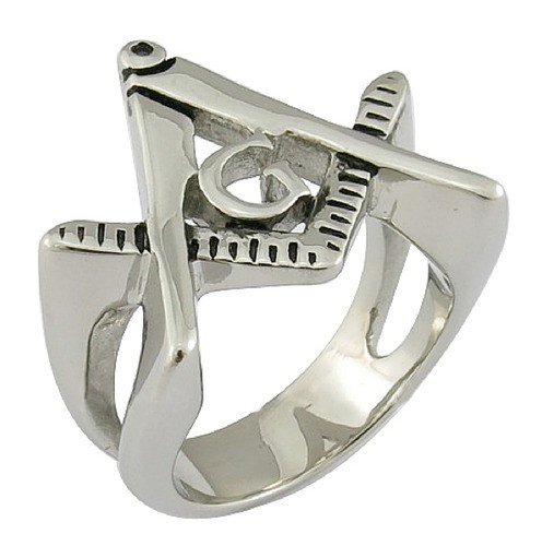 Stainless Steel Masonic Rings with Cut Out Triangl...