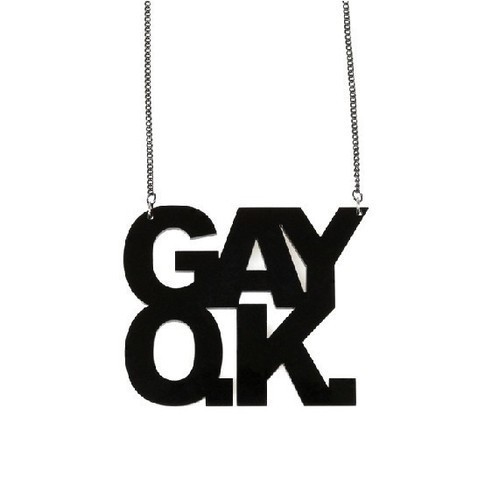 Gay OK - Fashion Necklace with Black Text - LGBT G...