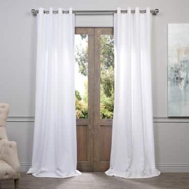 White Grommet Heavy Faux Linen Curtain