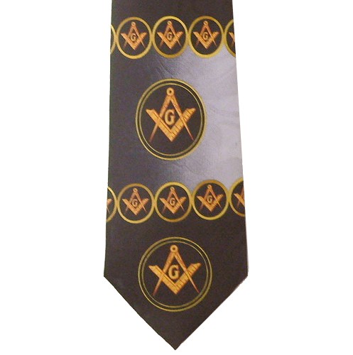 Freemason's Tie - Black and Gray Polyester lon...