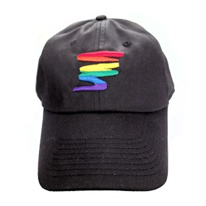 Black Baseball Cap with Gay Rainbow Squiggle - LGB...