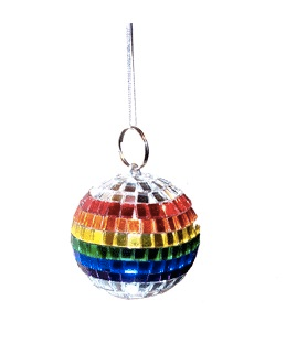 Mini Gay Pride Rainbow Disco Ball (Car Rear View M...