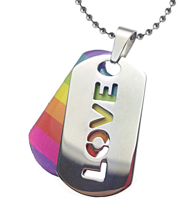2pc. Love Rainbow Dog Tag - LGBT Gay and Lesbian P...