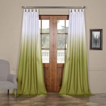 Ombre Olive Faux Linen Sheer Curtain